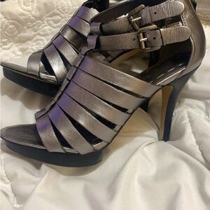 Elegant Silver Strappy Heels